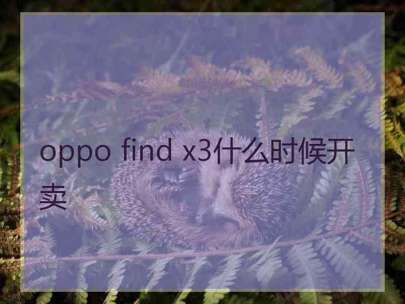 oppo find x3什么时候开卖