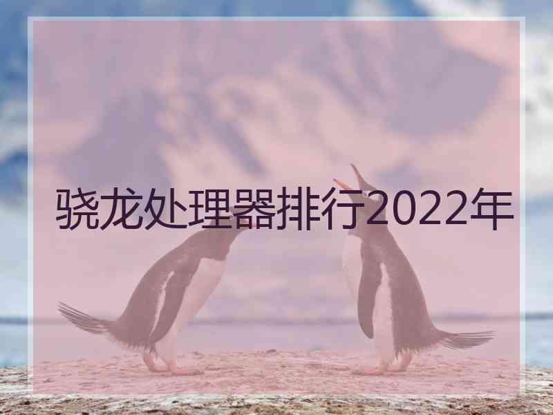 骁龙处理器排行2022年