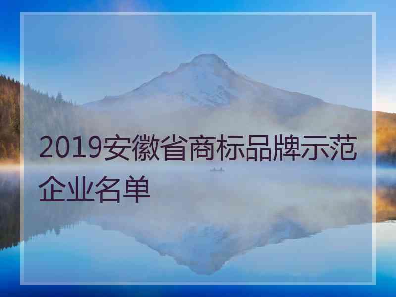 2019安徽省商标品牌示范企业名单