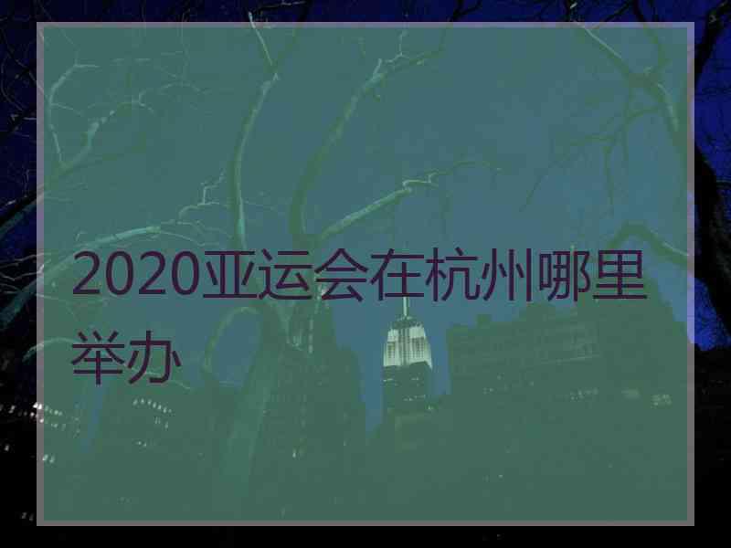2020亚运会在杭州哪里举办