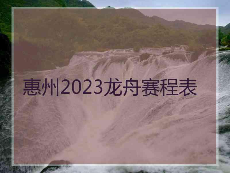 惠州2023龙舟赛程表