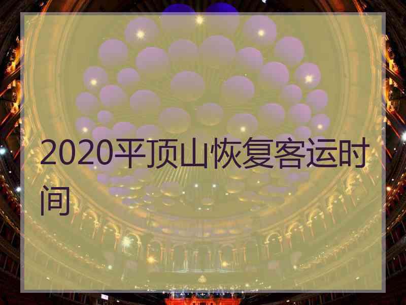 2020平顶山恢复客运时间