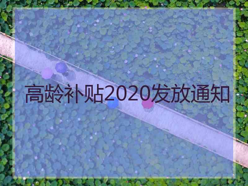 高龄补贴2020发放通知