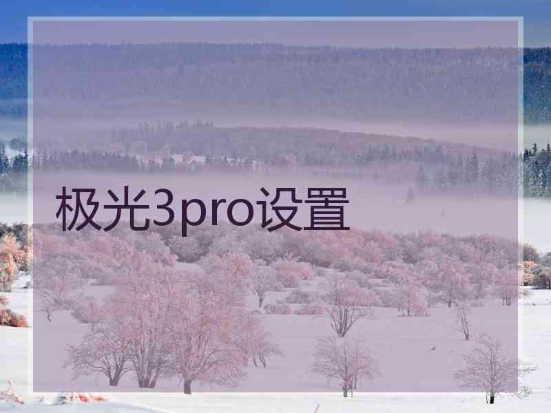 极光3pro设置