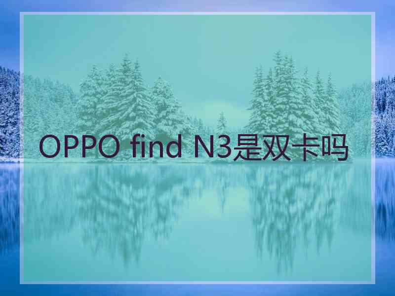 OPPO find N3是双卡吗