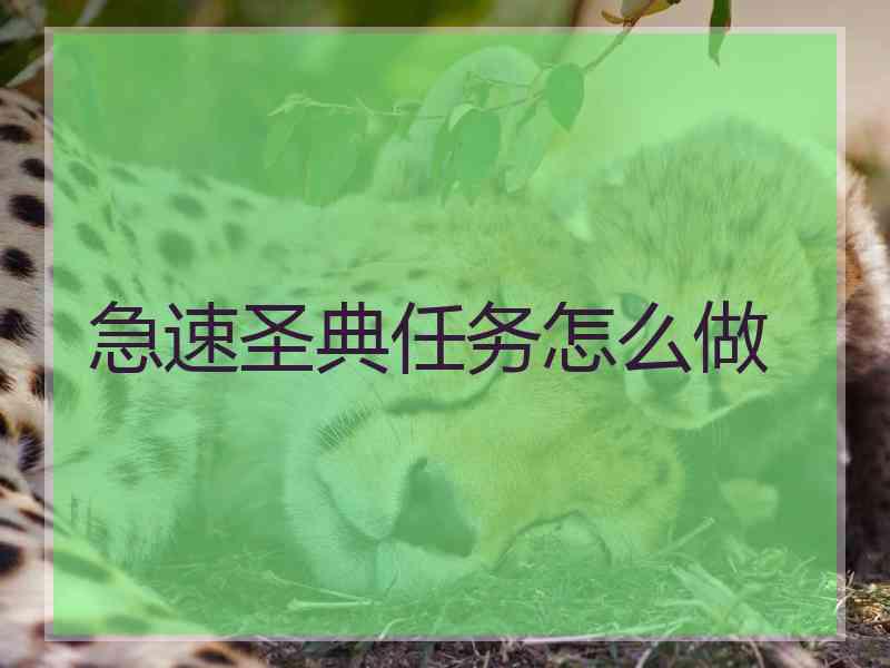 急速圣典任务怎么做