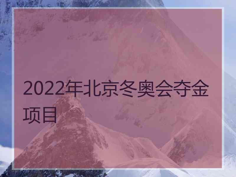 2022年北京冬奥会夺金项目
