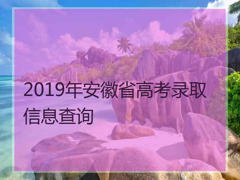 2019年安徽省高考录取信息查询