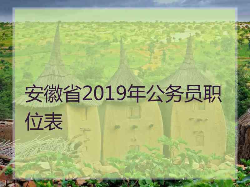 安徽省2019年公务员职位表