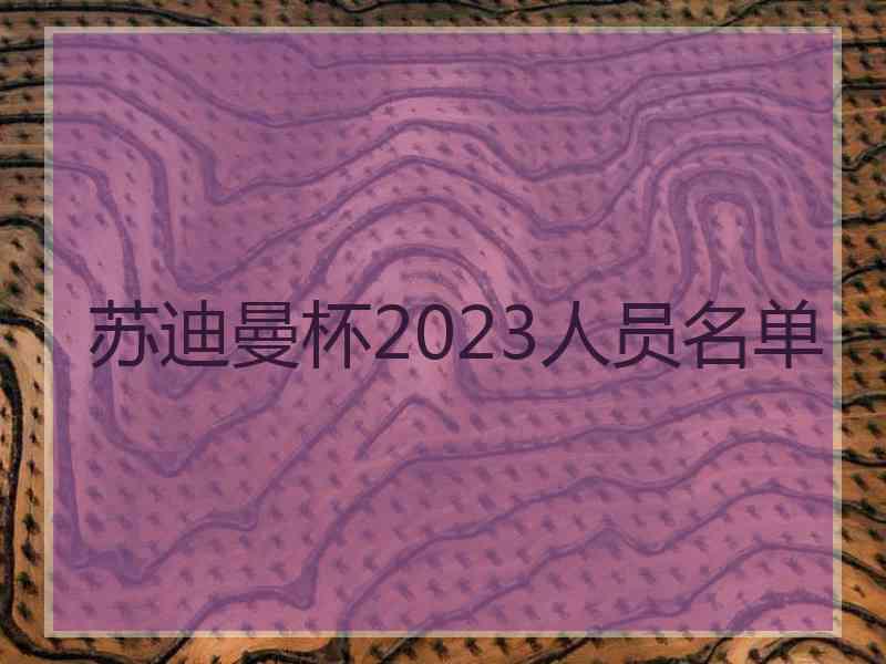 苏迪曼杯2023人员名单