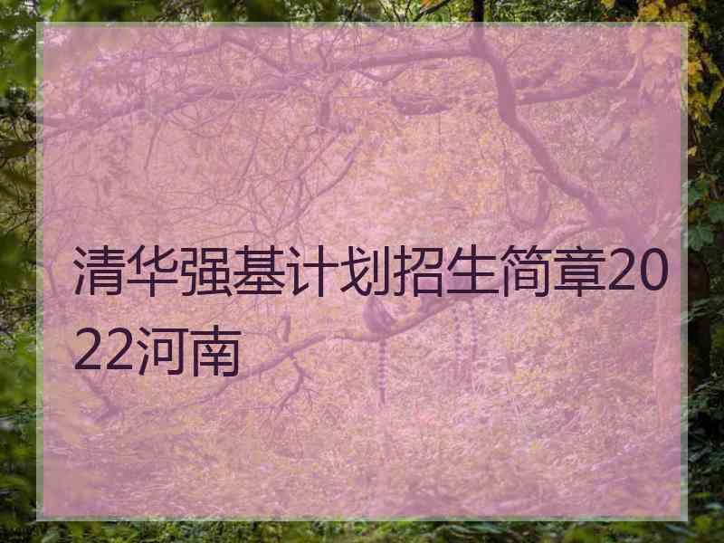 清华强基计划招生简章2022河南
