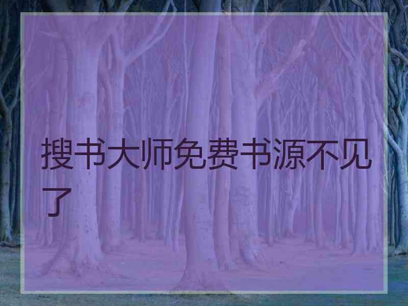 搜书大师免费书源不见了