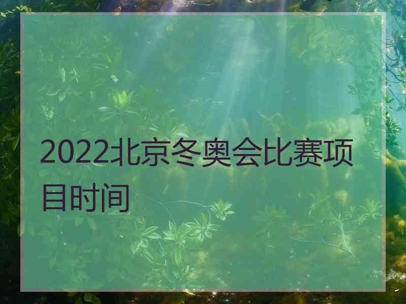 2022北京冬奥会比赛项目时间
