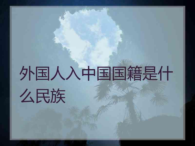 外国人入中国国籍是什么民族
