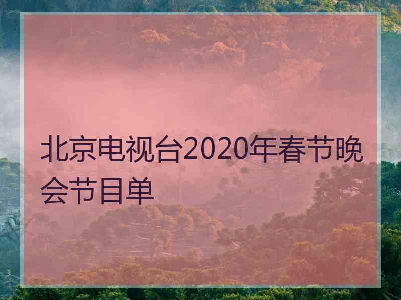 北京电视台2020年春节晚会节目单