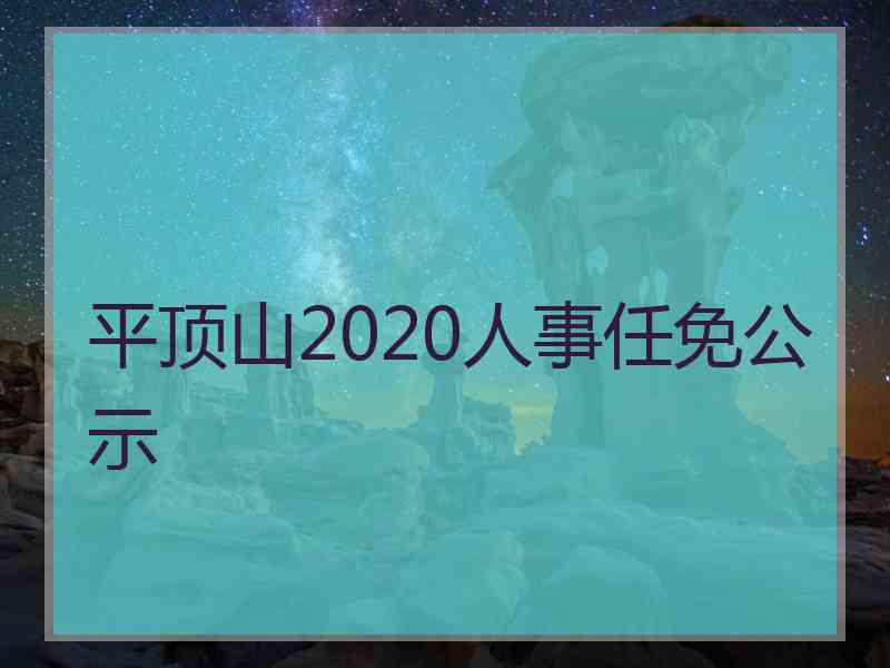 平顶山2020人事任免公示