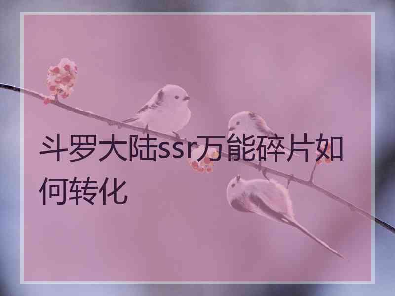 斗罗大陆ssr万能碎片如何转化