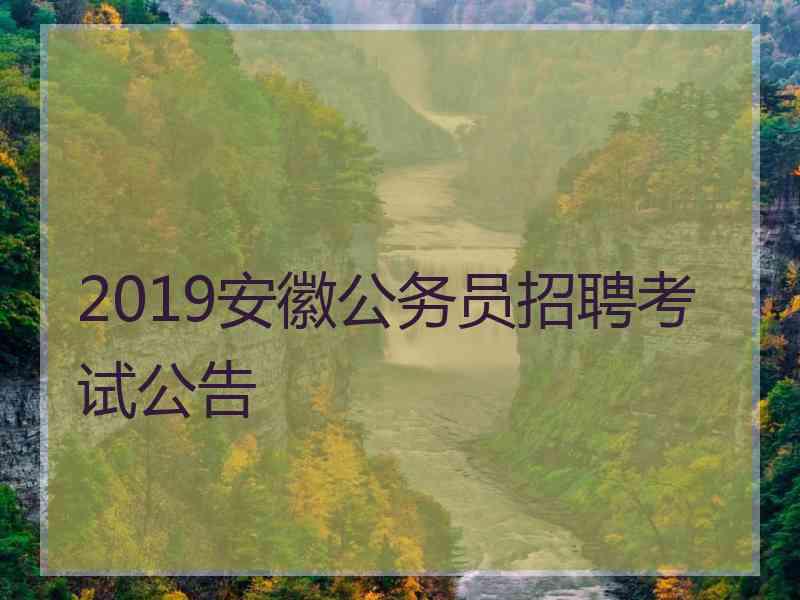 2019安徽公务员招聘考试公告