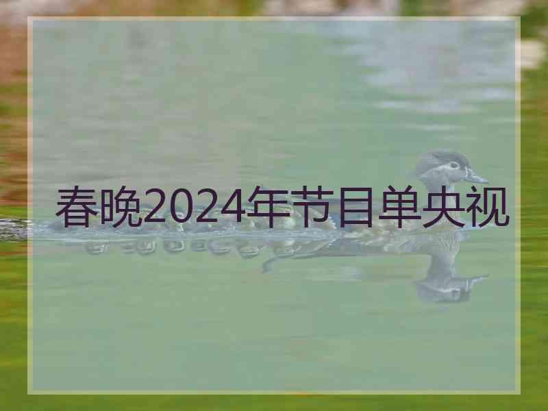 春晚2024年节目单央视