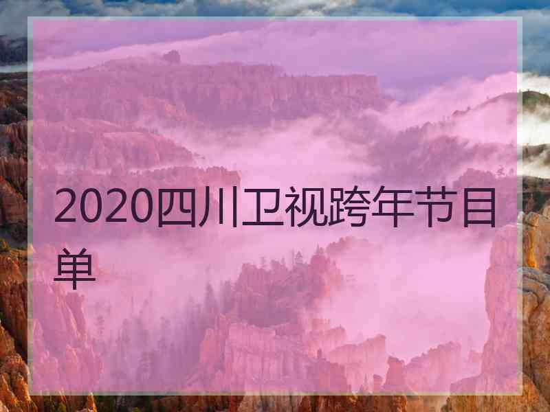 2020四川卫视跨年节目单