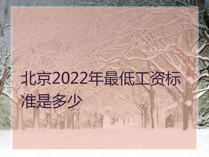北京2022年最低工资标准是多少
