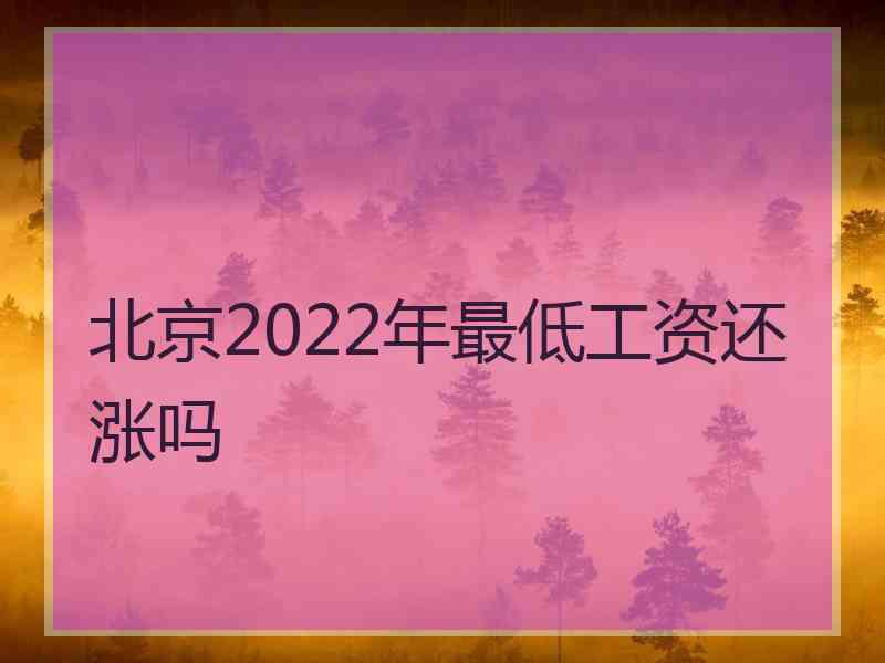 北京2022年最低工资还涨吗