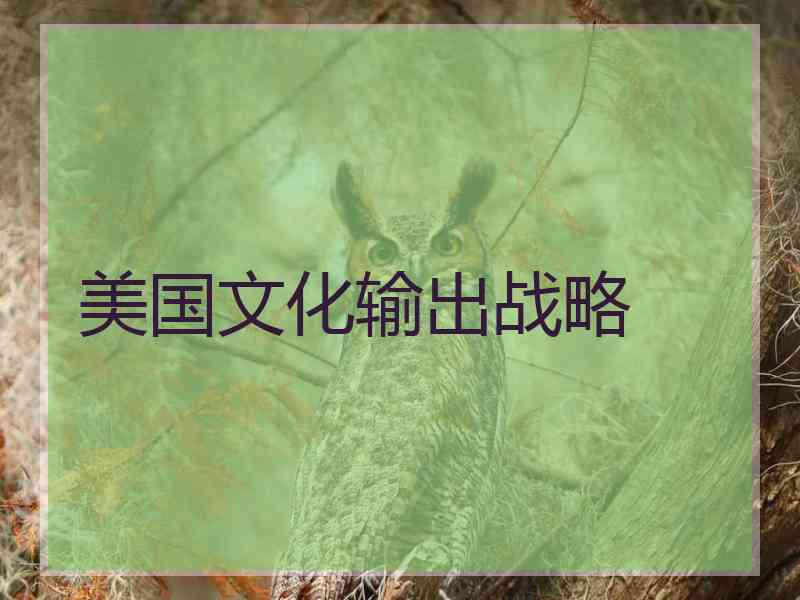 美国文化输出战略