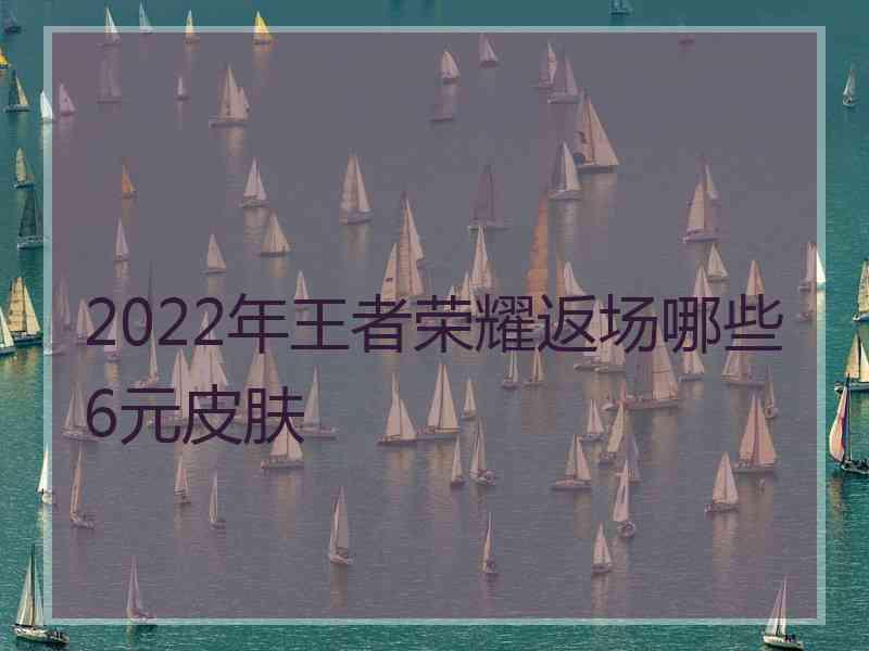2022年王者荣耀返场哪些6元皮肤