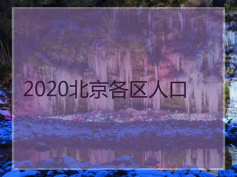 2020北京各区人口