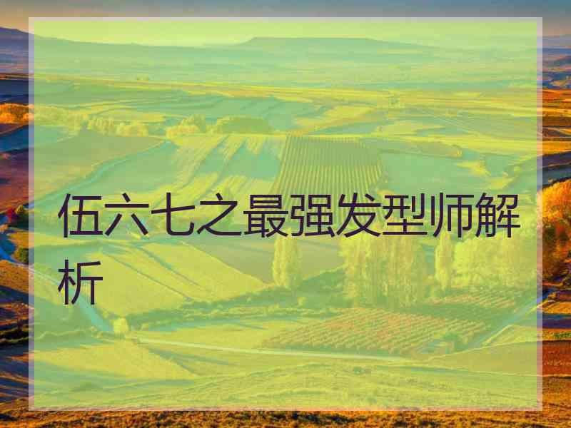 伍六七之最强发型师解析