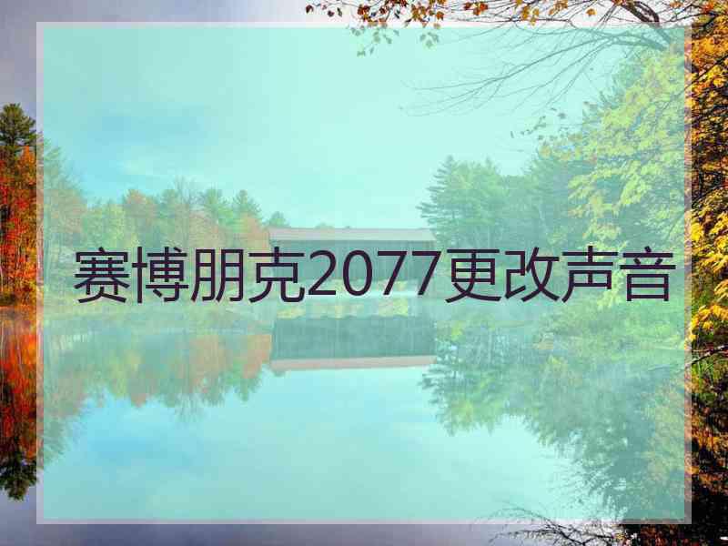 赛博朋克2077更改声音