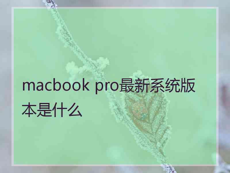 macbook pro最新系统版本是什么