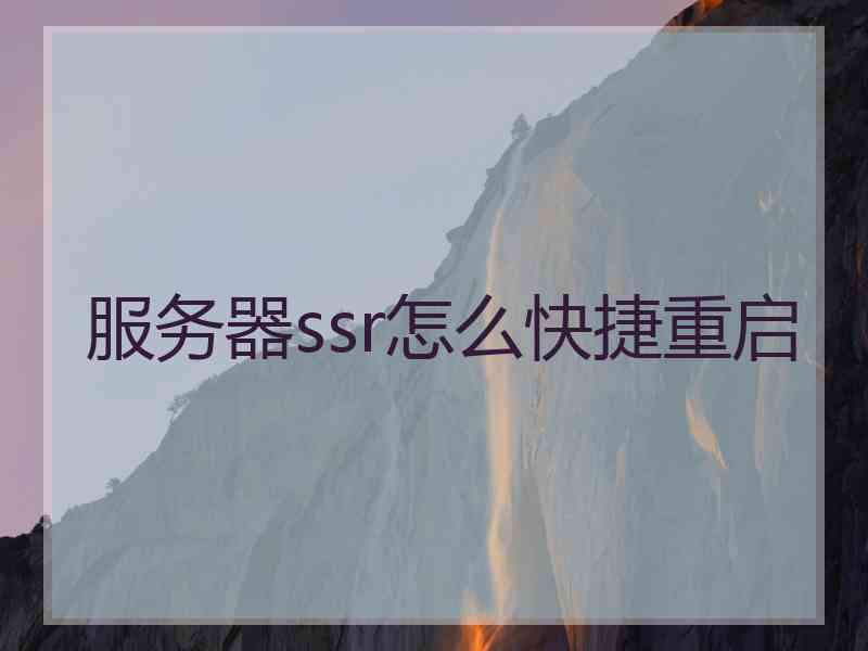 服务器ssr怎么快捷重启