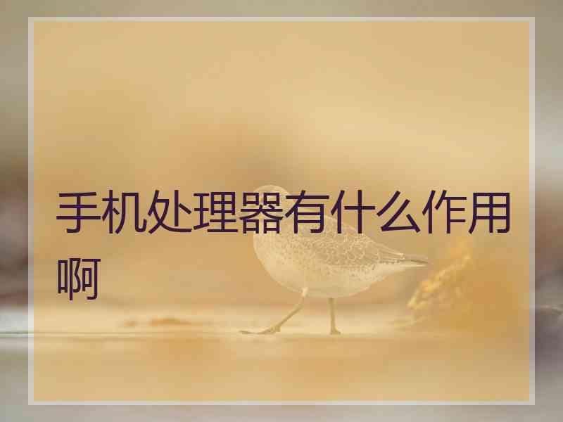 手机处理器有什么作用啊