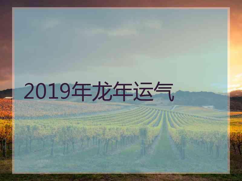 2019年龙年运气