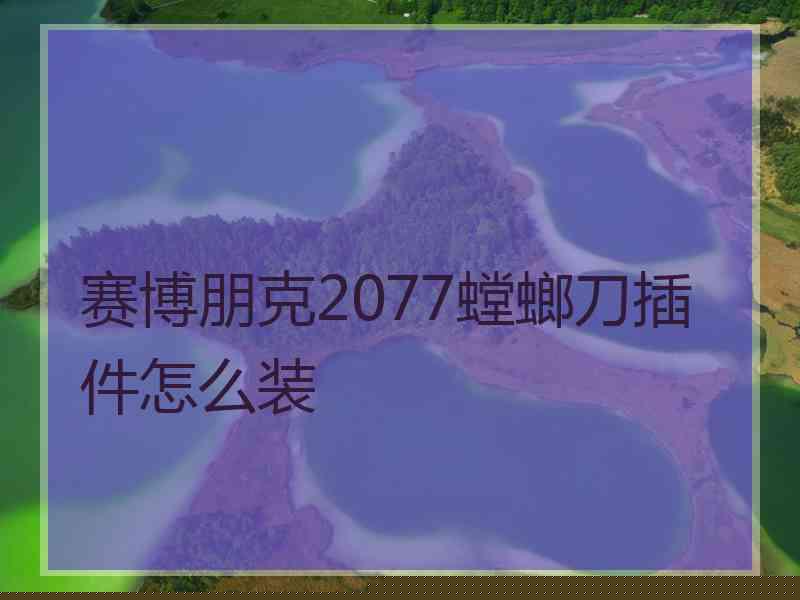 赛博朋克2077螳螂刀插件怎么装