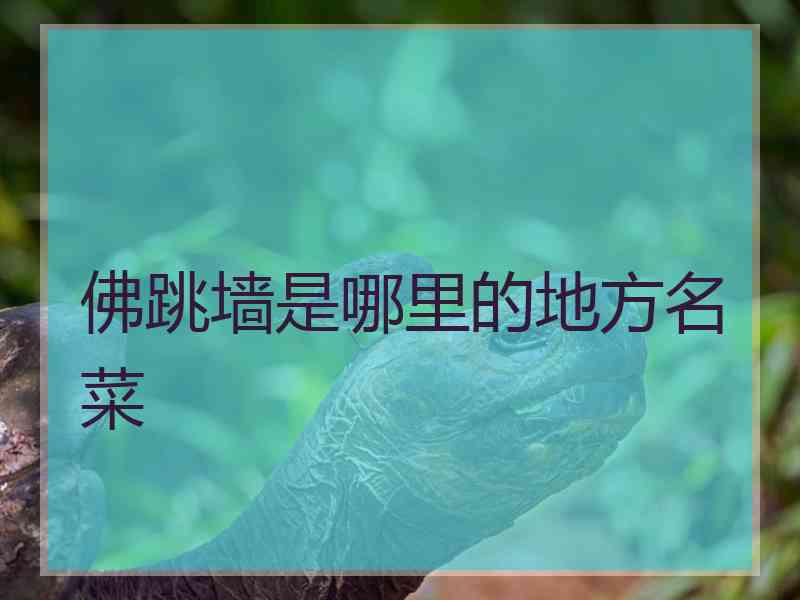 佛跳墙是哪里的地方名菜