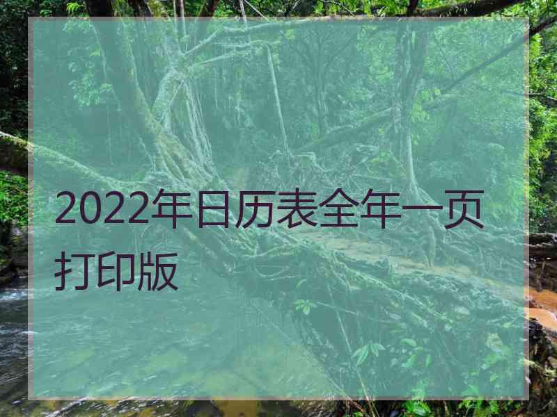 2022年日历表全年一页打印版