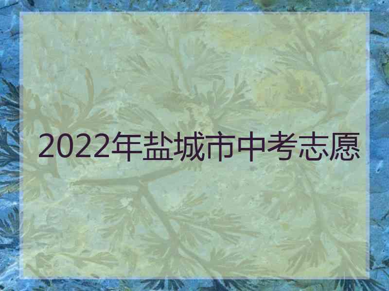 2022年盐城市中考志愿