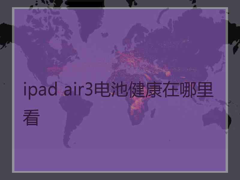 ipad air3电池健康在哪里看