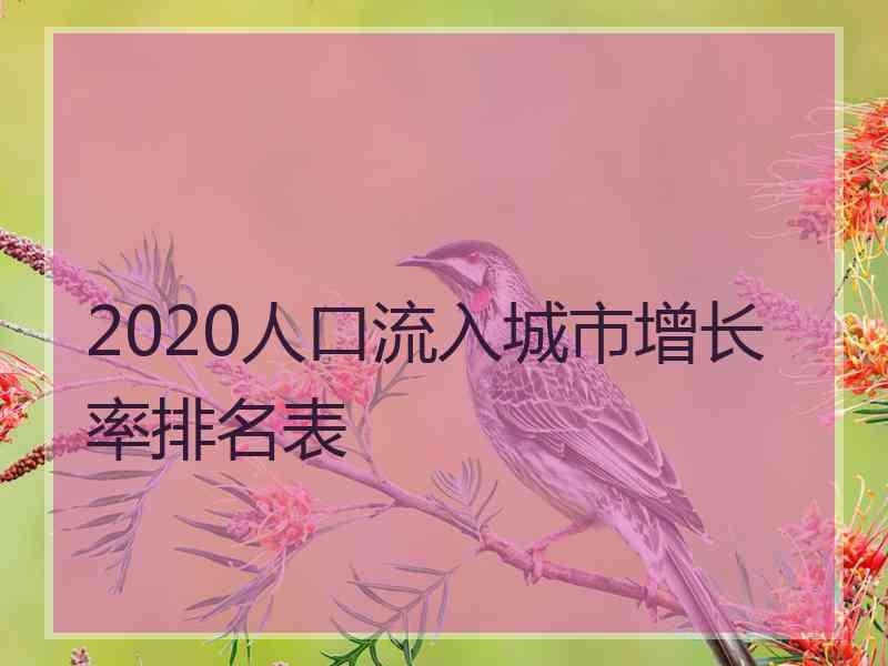 2020人口流入城市增长率排名表
