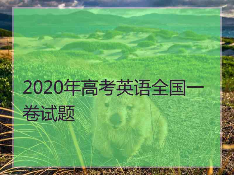 2020年高考英语全国一卷试题