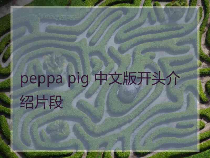 peppa pig 中文版开头介绍片段