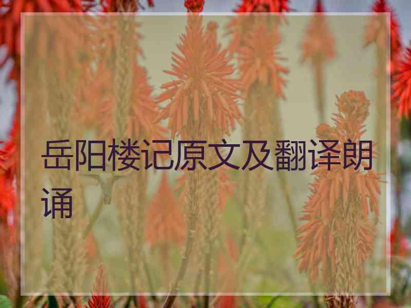 岳阳楼记原文及翻译朗诵