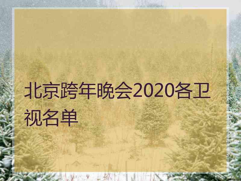 北京跨年晚会2020各卫视名单