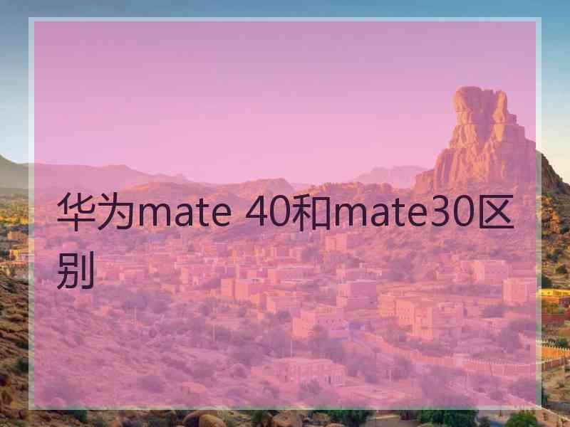 华为mate 40和mate30区别