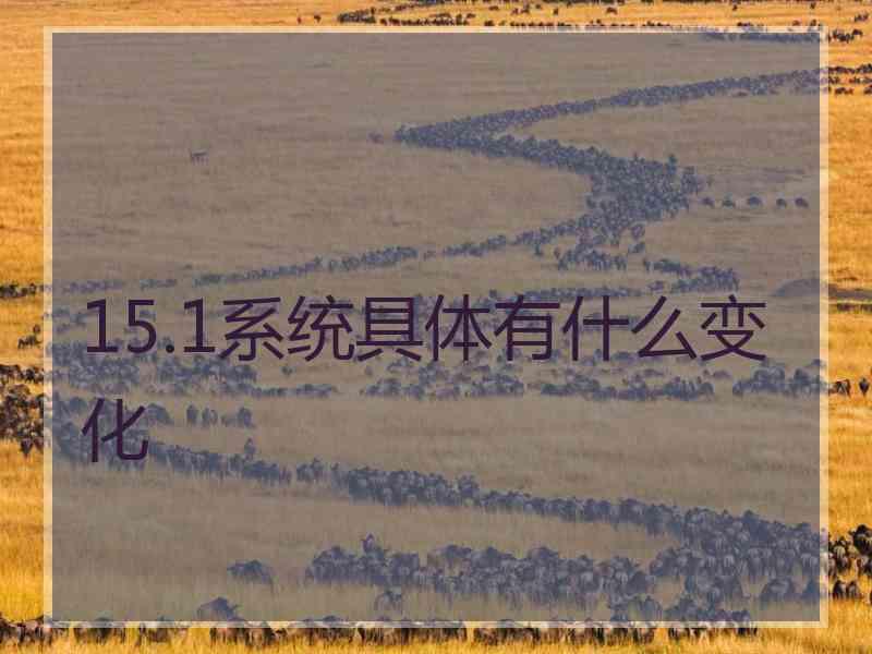 15.1系统具体有什么变化