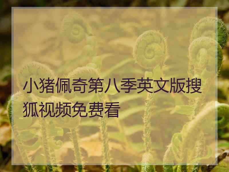 小猪佩奇第八季英文版搜狐视频免费看