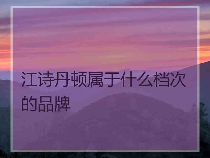 江诗丹顿属于什么档次的品牌