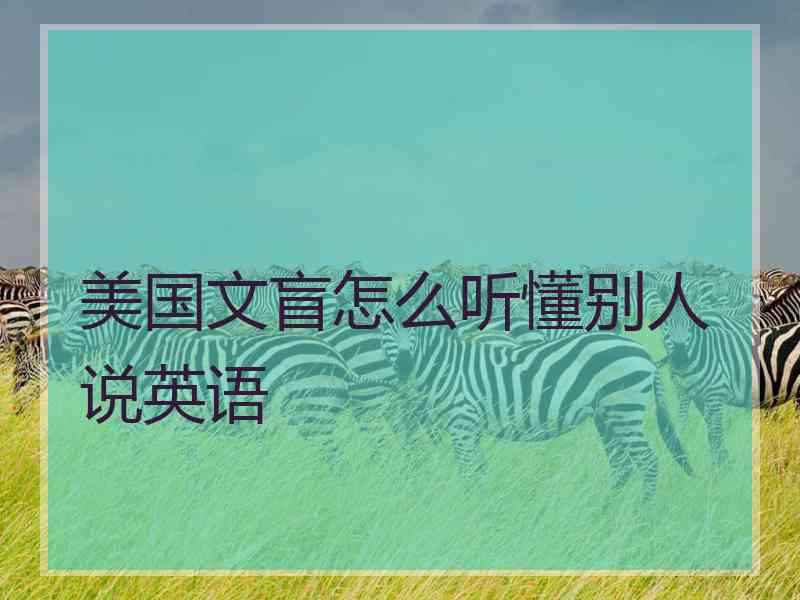 美国文盲怎么听懂别人说英语